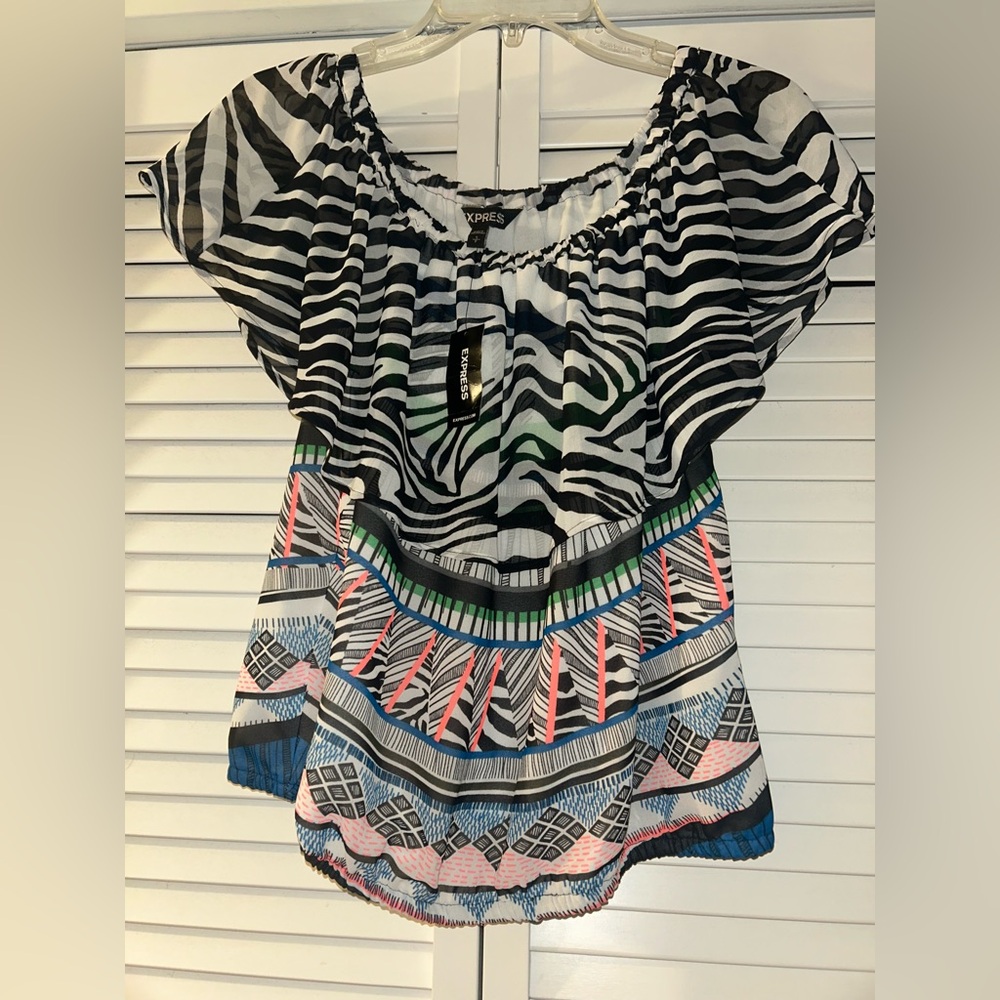 Express Multicolor Zebra Pattern Blouse